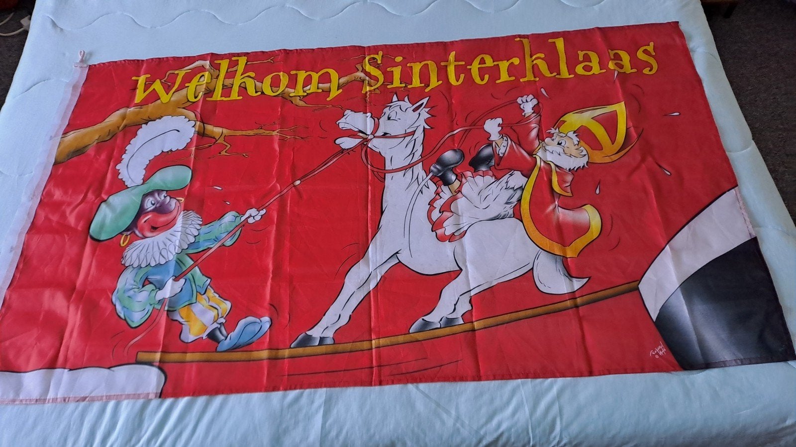 Sinterklaas en zwarte Piet vlag, Diversen, Gebruikt, Ophalen of Verzenden, N.v.t, N.v.t
