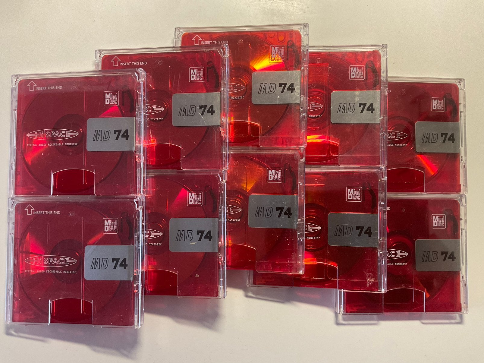Minidisc’s. HISPACE  10x ROOD  als nieuw. 74 minuten, Ophalen of Verzenden, Discman