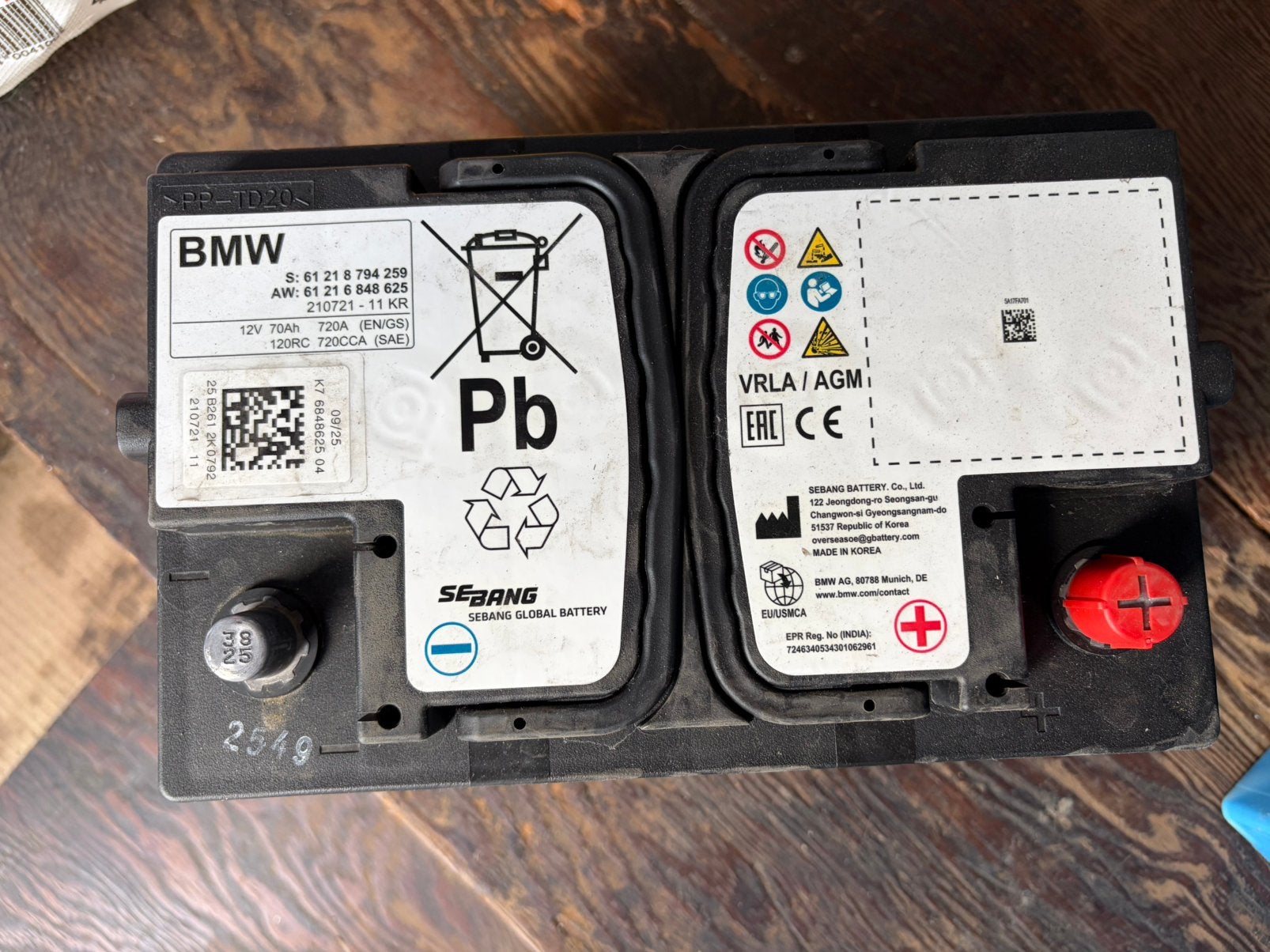 Bmw agm 70Ah start stop accu van september 2025, Auto-onderdelen, Ophalen, Gebruikt, BMW