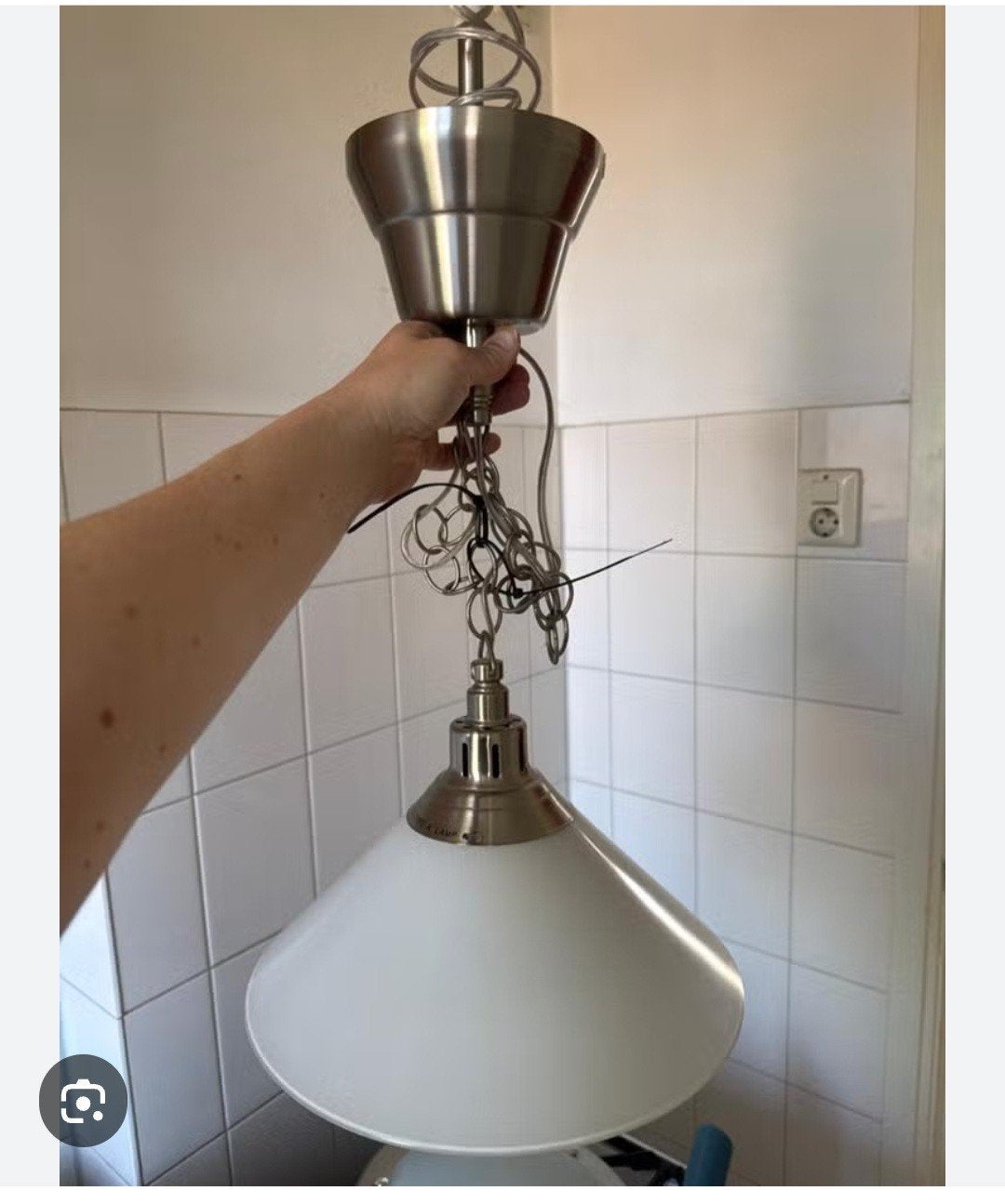 IKEA KROBY Hanglamp - Wit/Zilver (Nieuw in doos), Ophalen of Verzenden, Nieuw, Glas