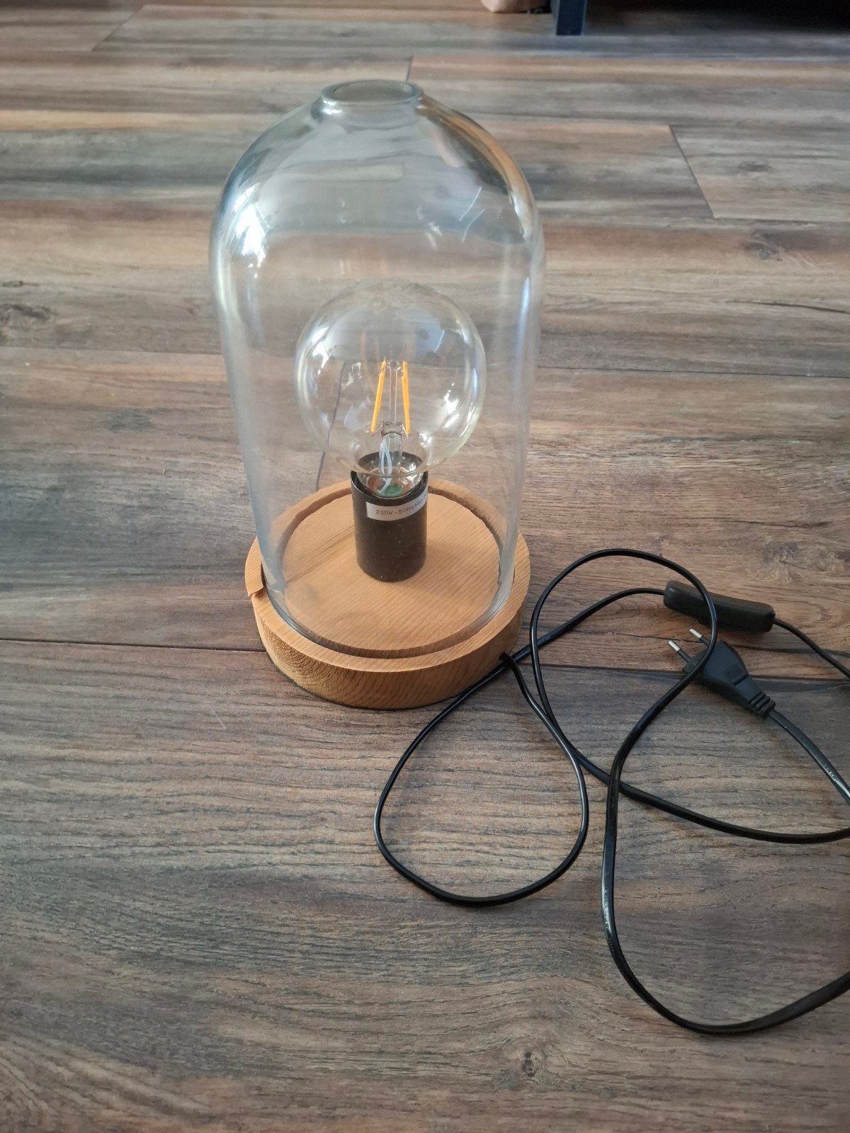 Tafellamp Selva met glazen stolp en E27 fitting, Ophalen