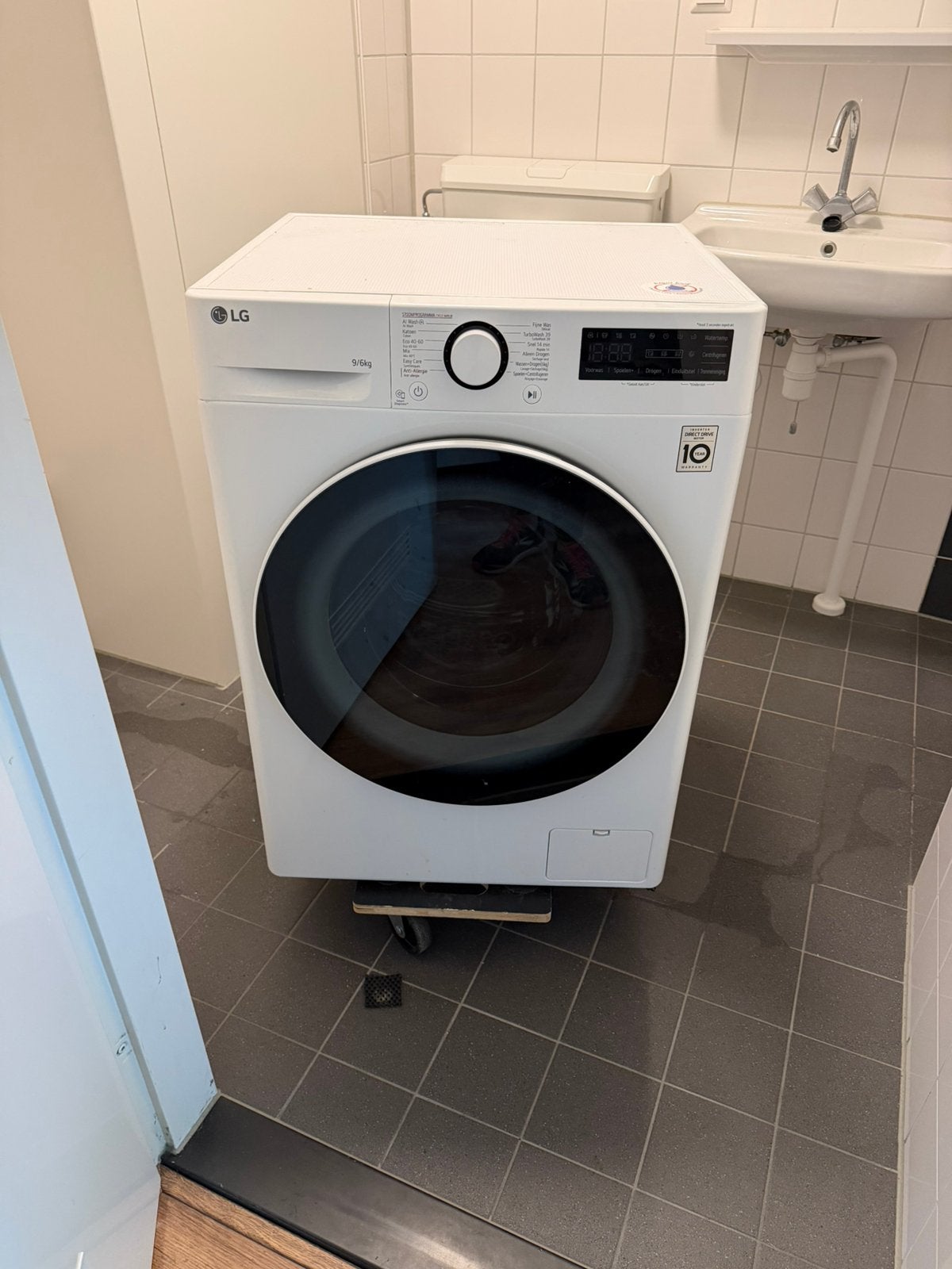 LG was-en droogcombinatie als nieuw!, Ophalen, Zo goed als nieuw, 85 tot 90 cm
