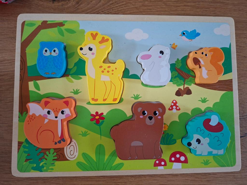 Houten puzzel bosdieren, Ophalen, Minder dan 10 stukjes, 6 maanden tot 2 jaar
