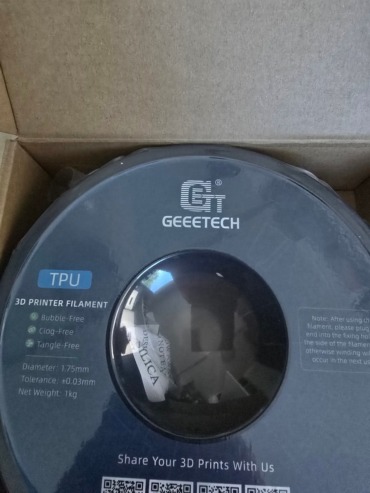 Nieuwe voorraad GEEETECH TPU 1KG rollen, Computers en Software, Ophalen of Verzenden, Nieuw, Filamentrollen