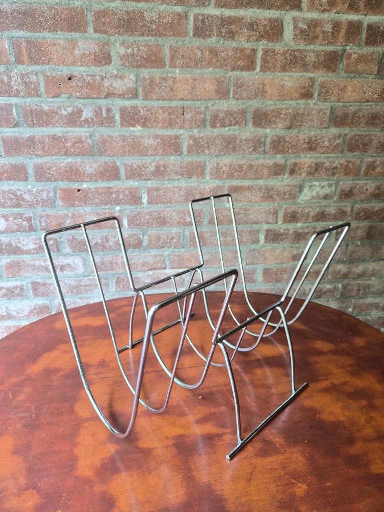 Vintage chromen tijdschriften rek, Huis en Inrichting, Woonaccessoires | Krantenbakken en Lectuurbakken, Ophalen of Verzenden