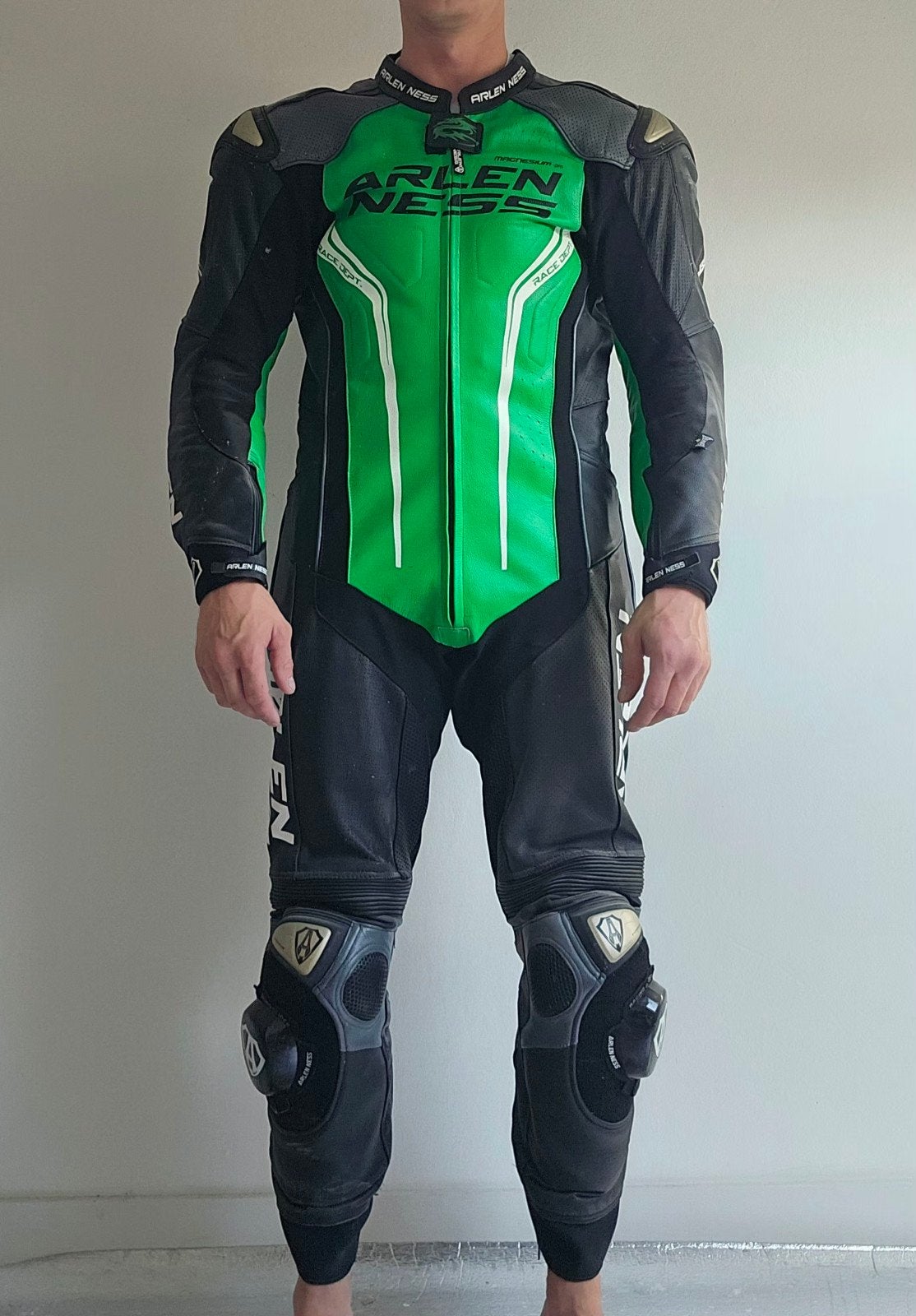 Arlen Ness Sugello groen motorpak ZGAN, Motoren, Ophalen, Arlen Ness, Tweedehands, Heren