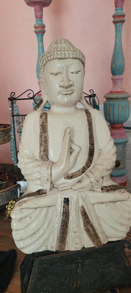 Buddha beld hout  43x25 pr 25e liever ophalen, Antiek en Kunst, Curiosa en Brocante, Ophalen of Verzenden