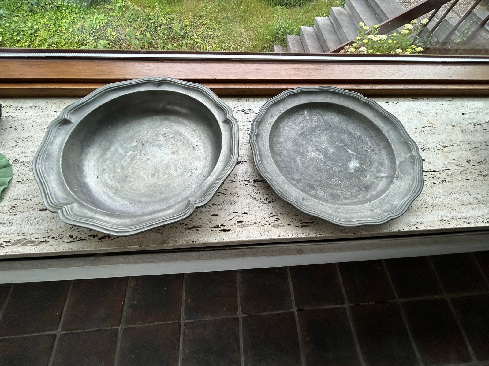 Antieke tinnen schalen - set van 2, Ophalen