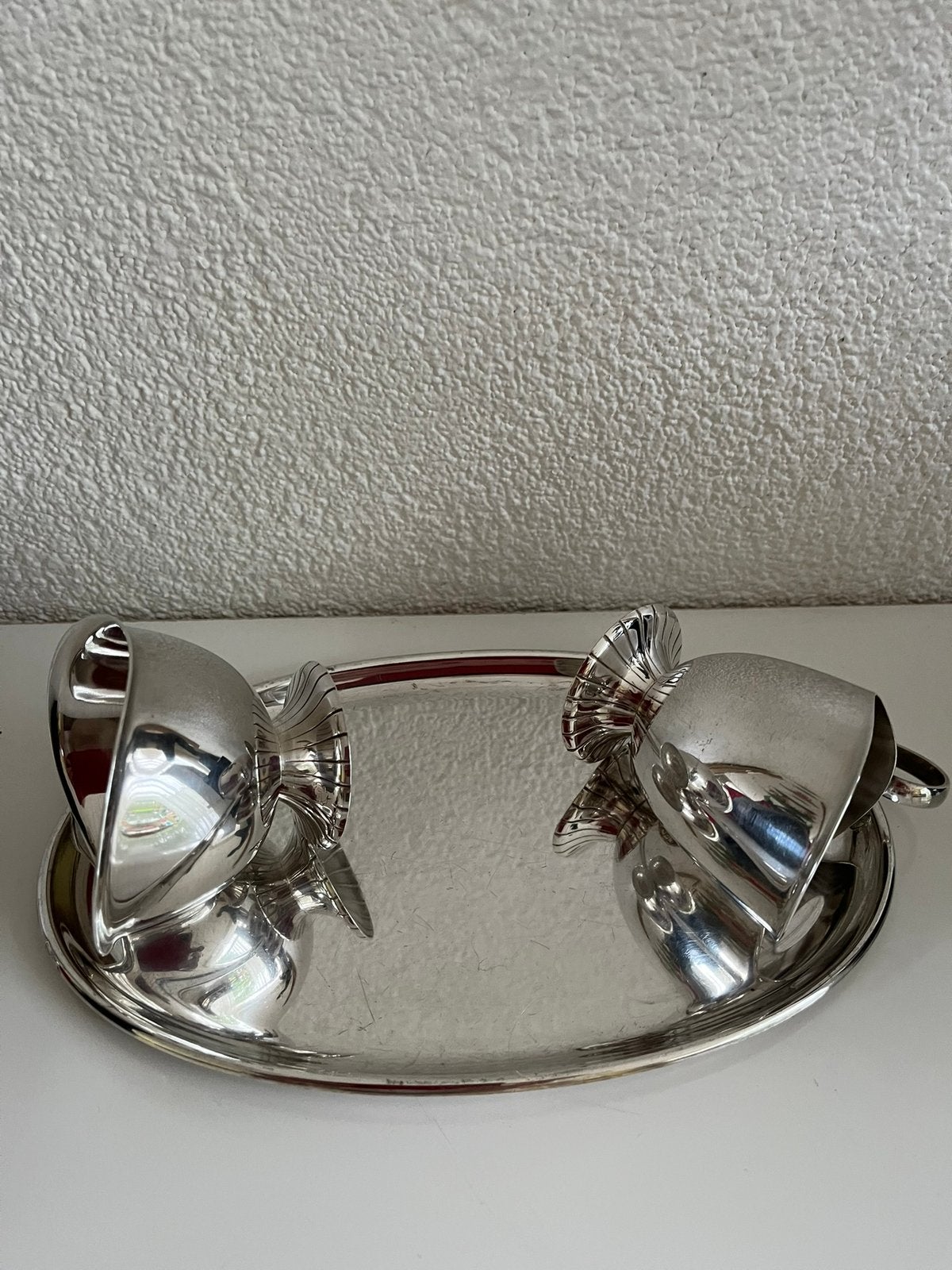 Verzilverd DE roomstelletje, Ophalen, Zo goed als nieuw, Zilver, Metaal