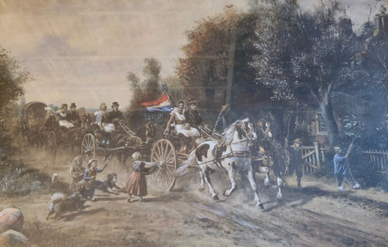 Gouache naar Otto Eerelman - Huwelijksrijtoer, Antiek en Kunst, Ophalen