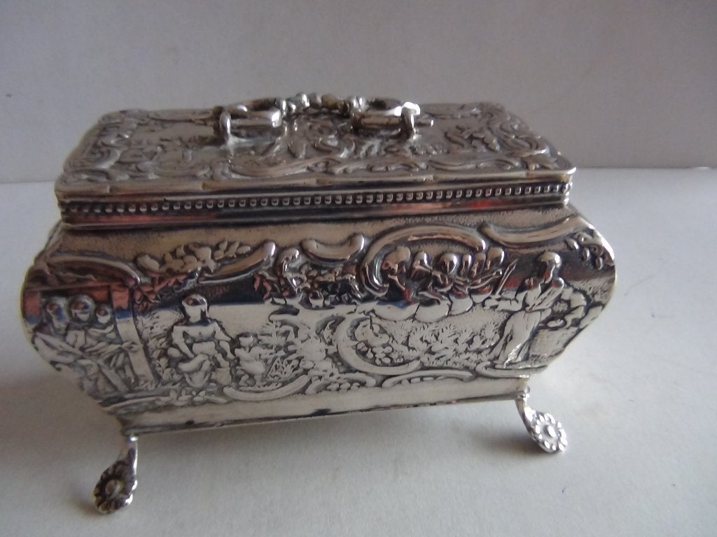 Antiek zilver FD12 theebusje 1895 gekeurd Holland taferelen, Verzenden, Zilver