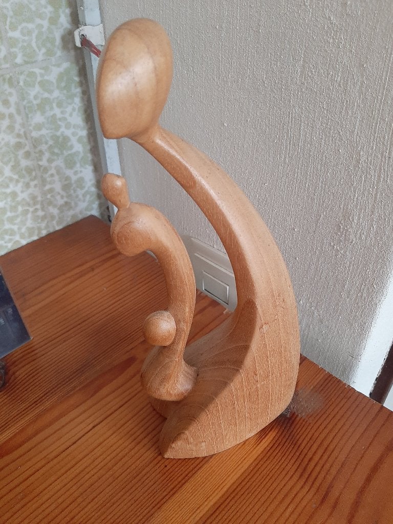 houtsnijwerk houten beeld 3 personen 3 in 1, Ophalen of Verzenden, Zo goed als nieuw, Overige typen