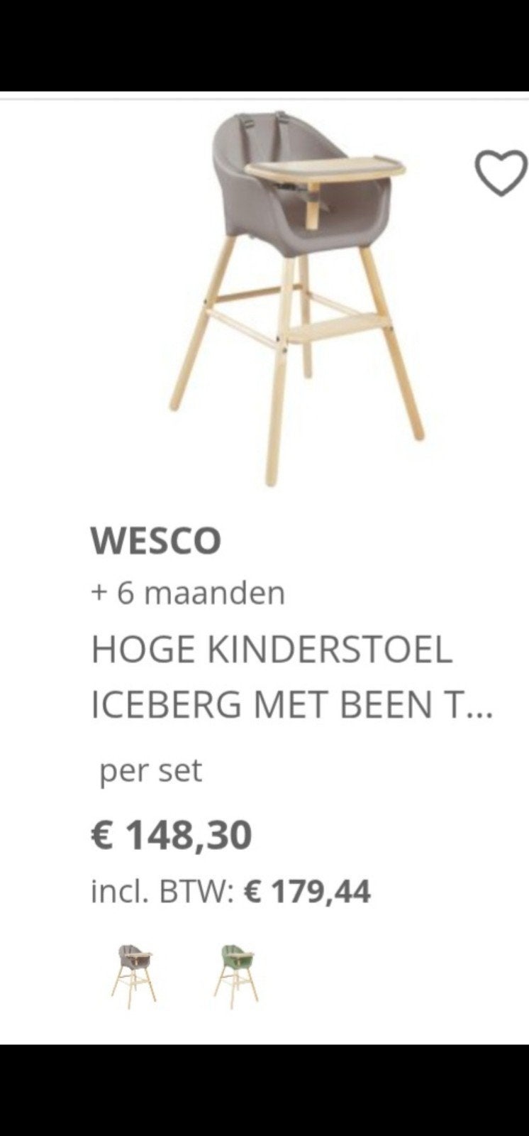 Wesco Meegroeistoel met eetblad en gordel, Ophalen