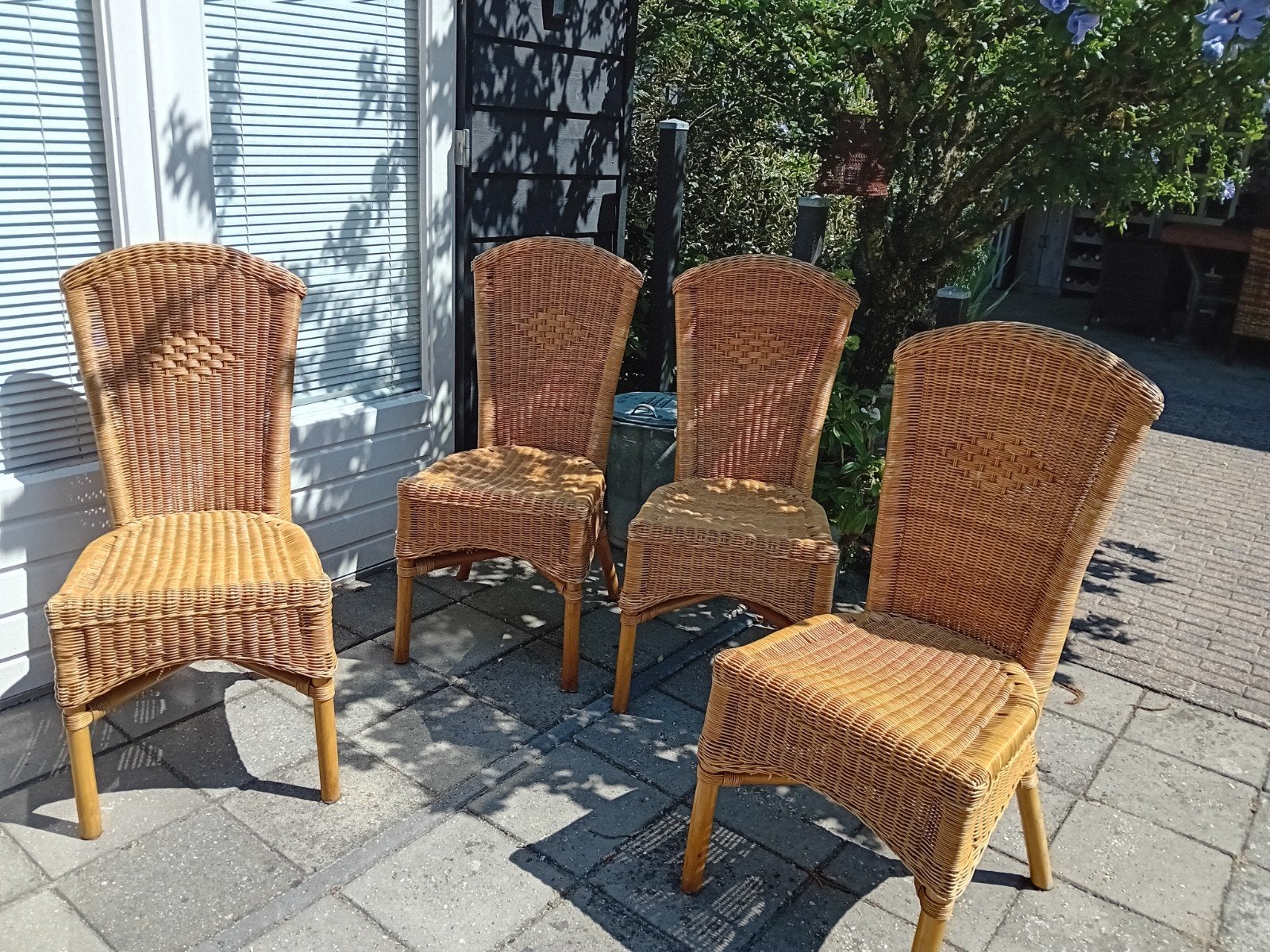 4x rieten stoelen, Huis en Inrichting, Stoelen, Ophalen of Verzenden
