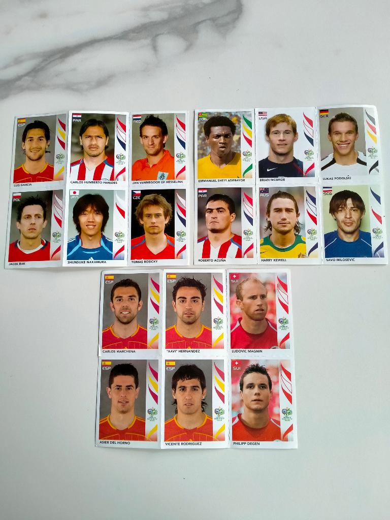 18 Panini voetbalplaatjes WK 2006, Verzamelen, Sportartikelen en Voetbal, Verzenden, Zo goed als nieuw, Buitenlandse clubs, Poster, Plaatje of Sticker