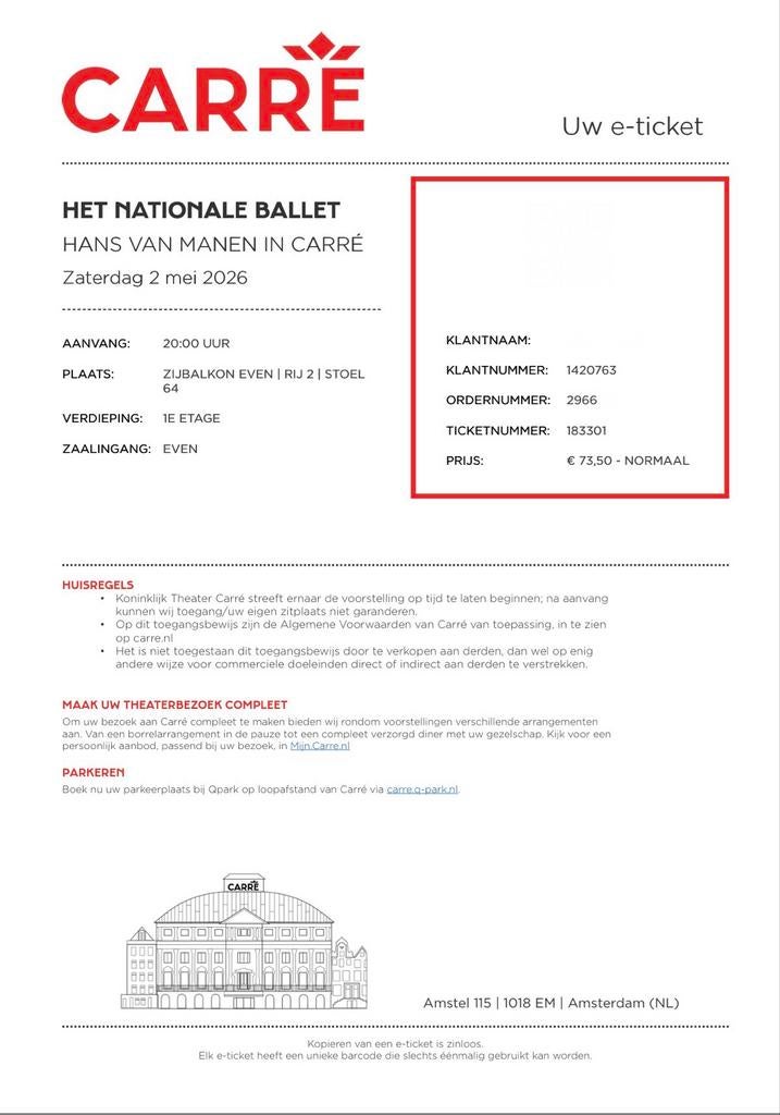 2x Hans van Manen in Carré - 02 mei, 20.00 Nationale Ballet, Twee personen, Mei, Ballet of Dans