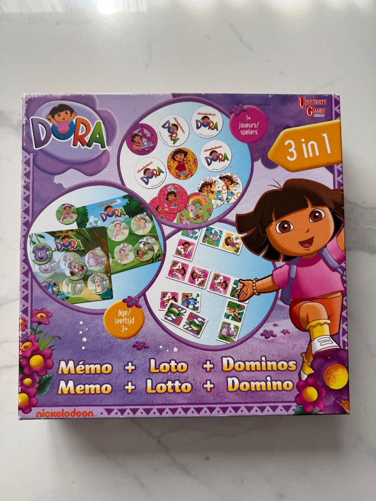 Dora 3-in-1 spelletjes set, leuk en leerzaam!, Ophalen of Verzenden, Zo goed als nieuw