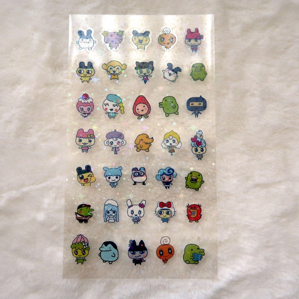 Tamagotchi Mascot Transparant Stickervel met hologram ster, Verzenden, Nieuw, Meerdere stickers
