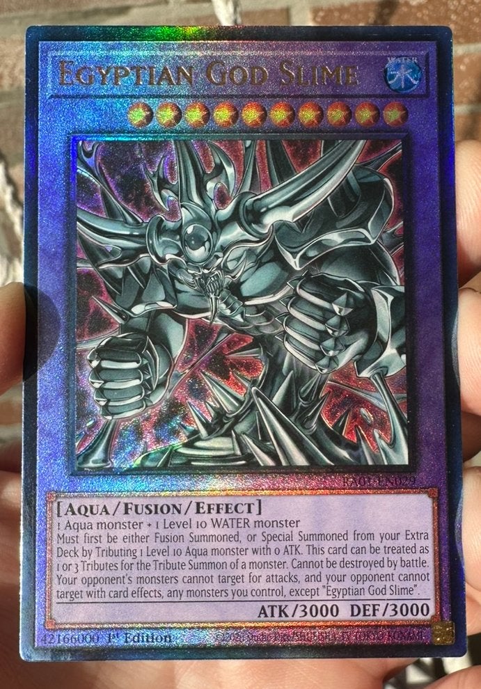 Yu-Gi-Oh! Egyptian God Slime RA01 1st Edition Ultimate Rare, Hobby en Vrije tijd, Verzamelkaartspellen | Yu-gi-Oh!, Ophalen of Verzenden