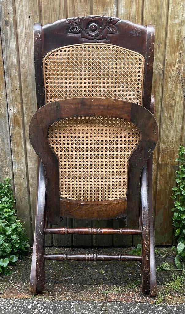 Vintage kinder schommelstoel inklapbaar, Huis en Inrichting, Stoelen, Ophalen, Gebruikt, Bruin, Eén