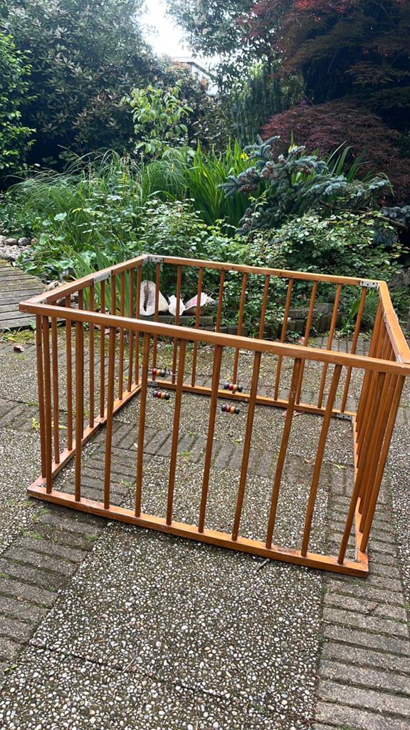Vintage beukenhouten inklapbare box uit 1934, Kinderen en Baby's, Boxen, Ophalen, Gebruikt, Rechthoekig