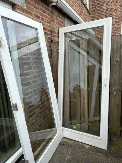 Openslaande tuindeuren, Doe-het-zelf en Verbouw, Glas en Ramen, Ophalen, Gevelraam of Ruit, Gebruikt, 160 cm of meer