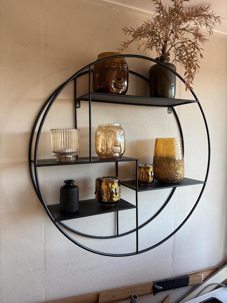 Zwart rond wandrek iclusief decoratie 68 cm - DKW Oldebroek, Ophalen of Verzenden, Zo goed als nieuw