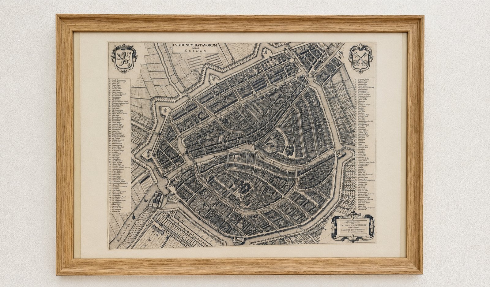 Reproductie historische plattegrond Leiden €75, Ophalen, Voor 1800, Nederland, Landkaart
