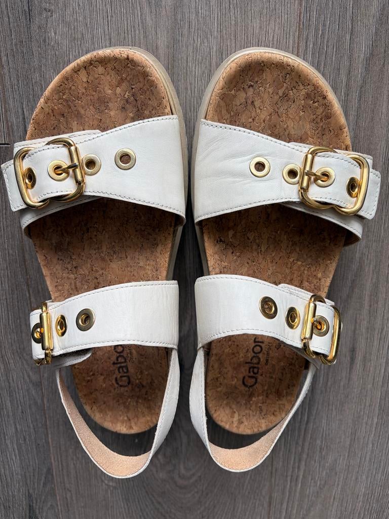 Sportieve Gabor sandalen maat 38 breedte G, Wit, Zo goed als nieuw, Sandalen of Muiltjes, Ophalen of Verzenden