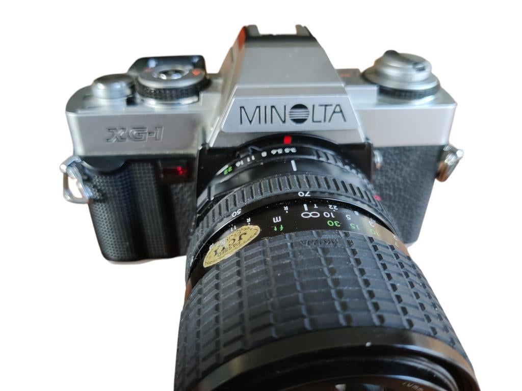 Minolta XG-1 spiegelreflexcamera met o.a. macro objectief., Ophalen of Verzenden, Spiegelreflex, Minolta
