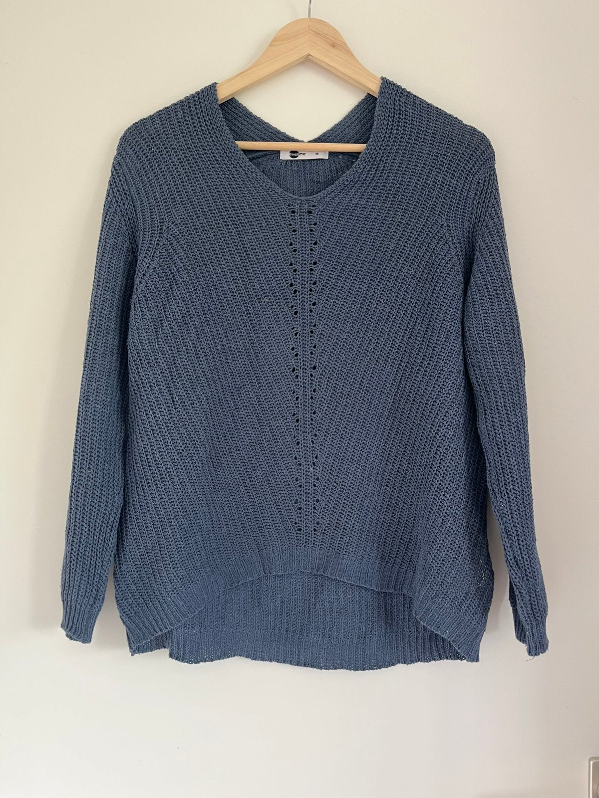 Donkerblauwe gebreide effen trui, maat 38/M van Everme, Ophalen of Verzenden, Zo goed als nieuw, Maat 38/40 (M), Blauw