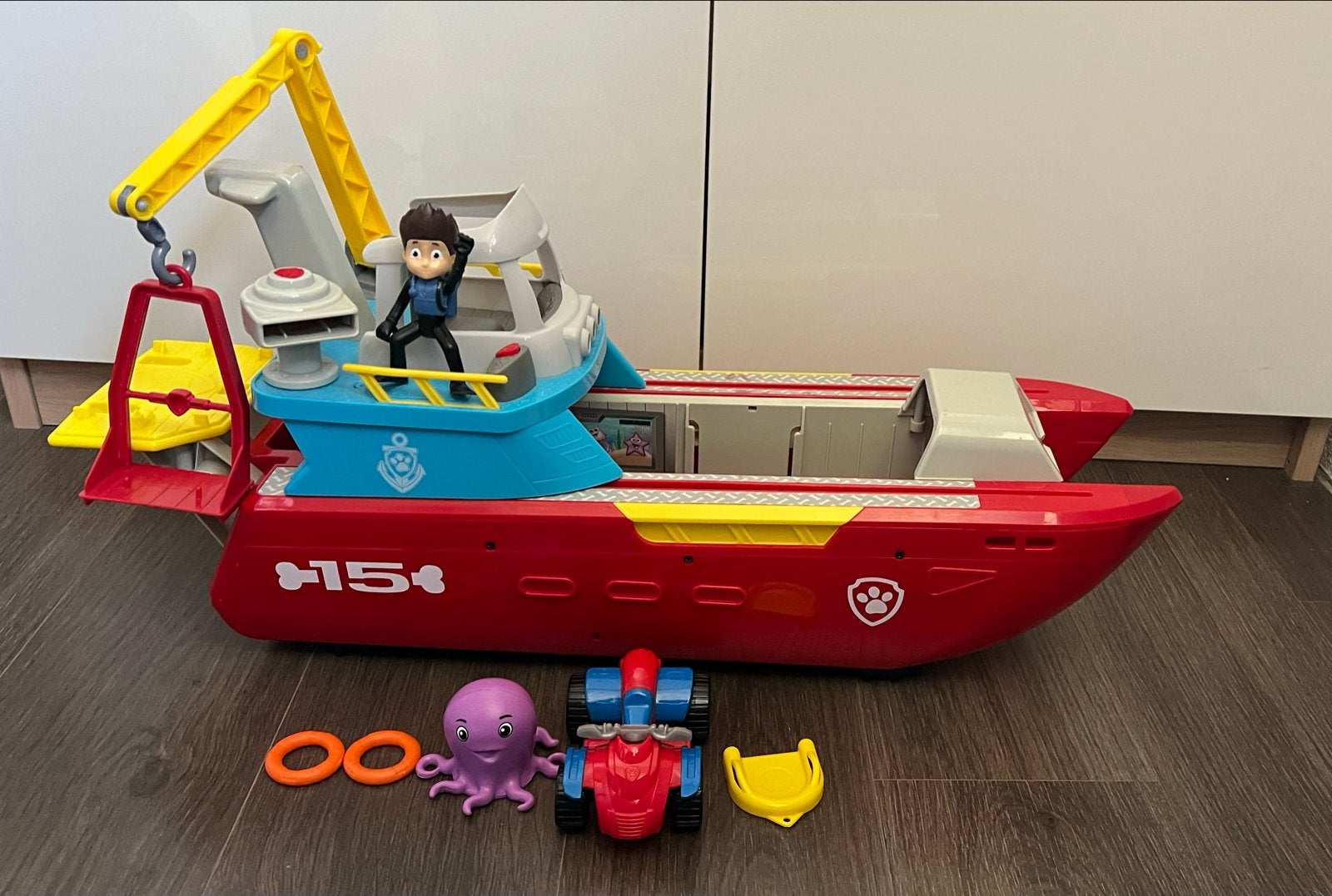 Paw Patrol Sea Patroller met Ryder en accessoires, Ophalen of Verzenden, Zo goed als nieuw, Jongen of Meisje