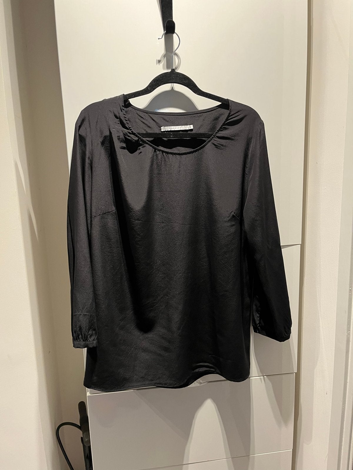 Xandres B46 Zijden Blouse Zwart, Verzenden, Gedragen, Maat 46/48 (XL) of groter, Zwart