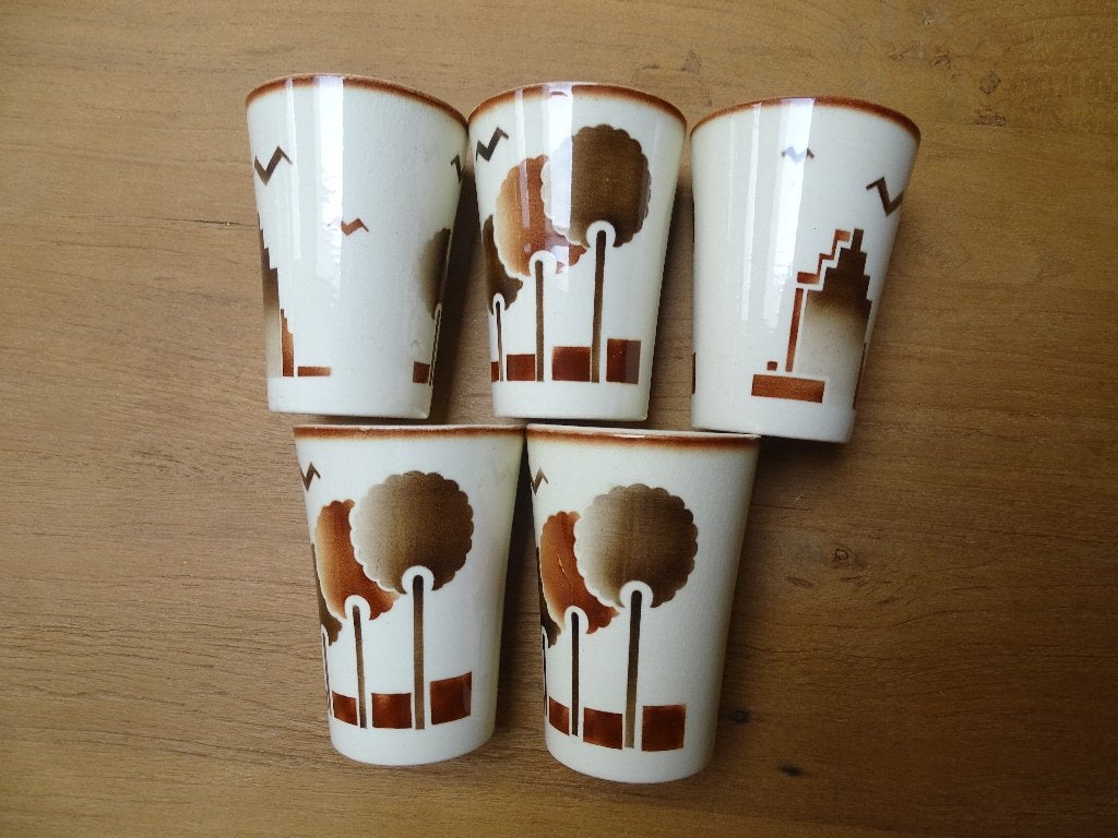 Soc.Ceramique art deco bekers, Antiek en Kunst, Ophalen of Verzenden