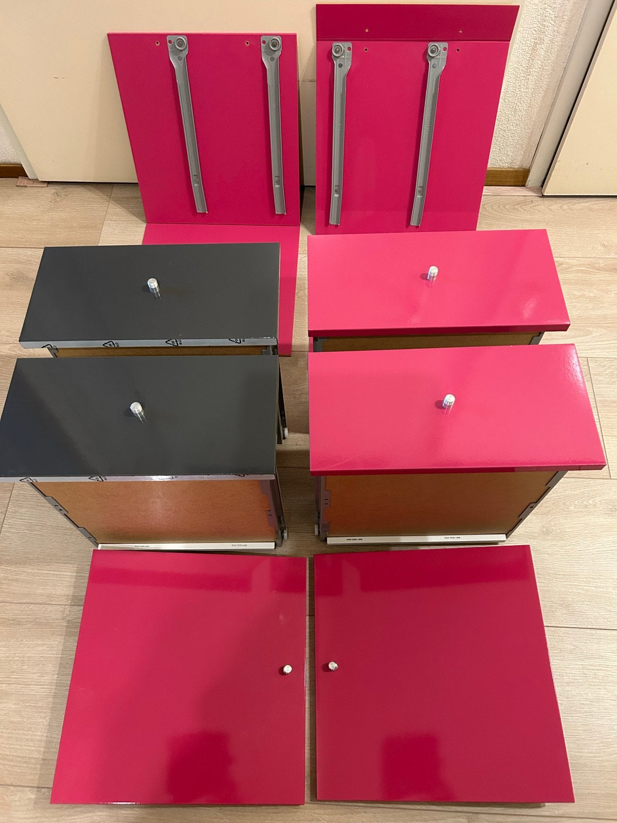 Ikea Kallax inzetstukken - roze en grijs, Ophalen of Verzenden, Gebruikt