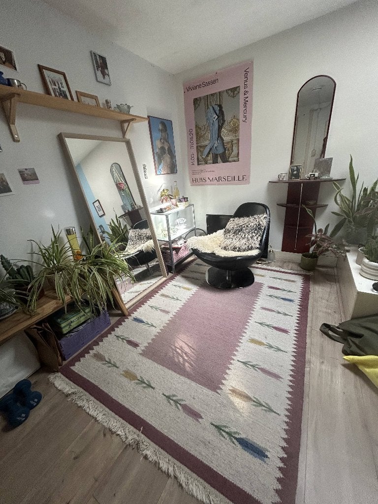 Vintage ijslands wollen vloerkleed, Ophalen, Gebruikt, 100 tot 150 cm, 200 cm of meer