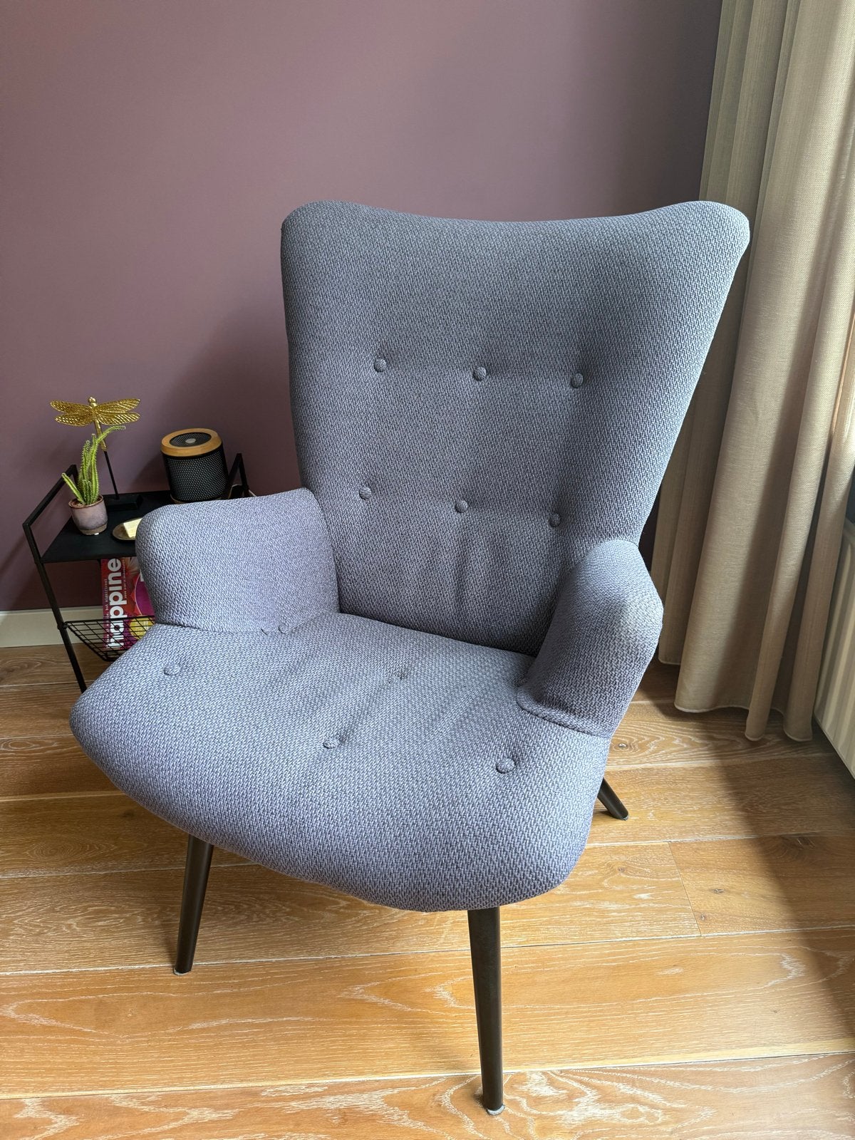 Fauteuil Arne Leenbakker antraciet, Huis en Inrichting, Ophalen, 75 tot 100 cm, Zo goed als nieuw, Stof