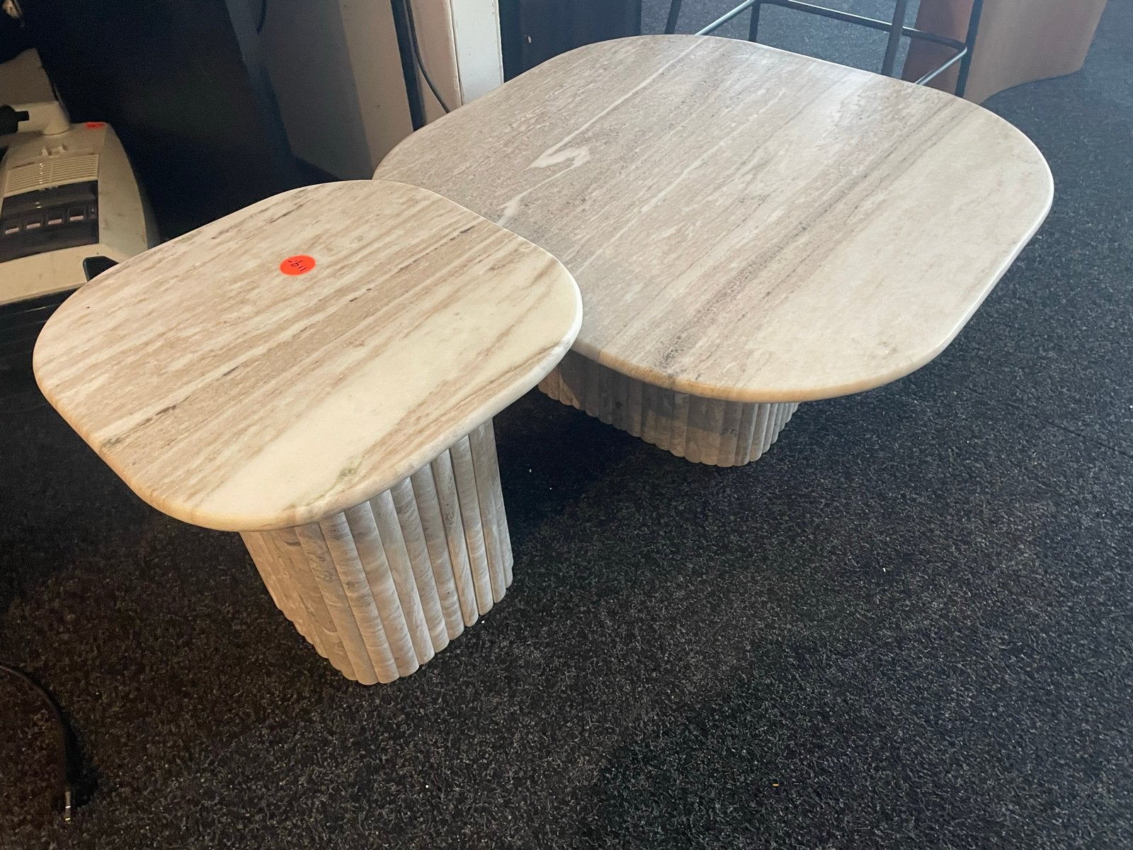 Salontafel set wit/grijs echt marmer, Huis en Inrichting, Ophalen, Overige materialen, Gebruikt, 50 tot 100 cm