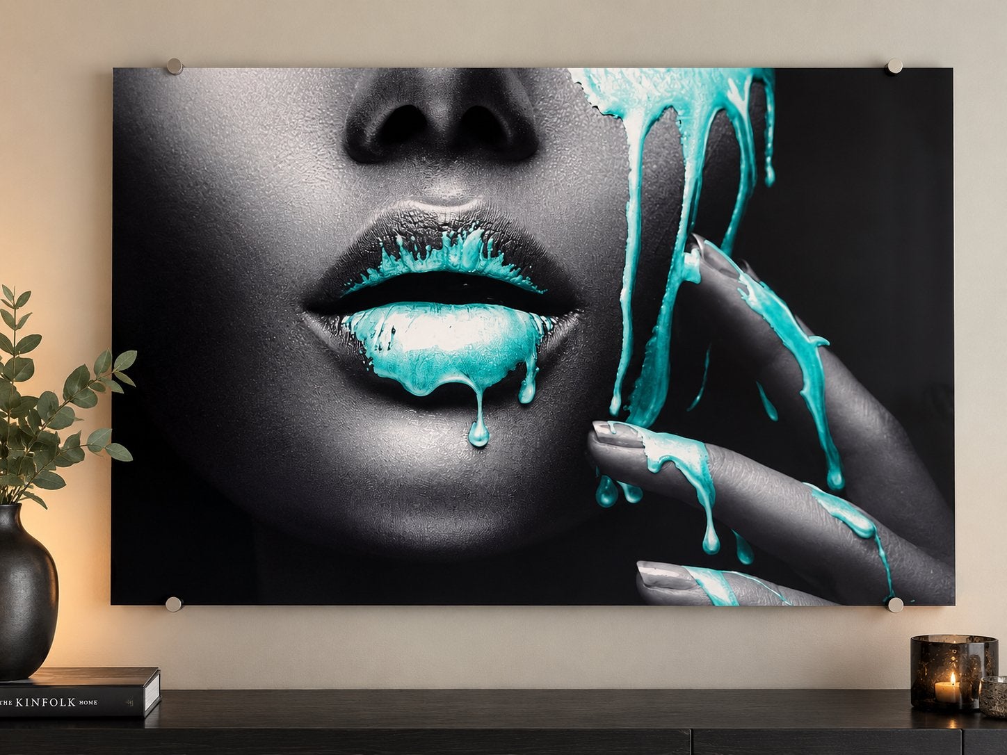 Groot MuchoWow glasschilderij Lippen 124 x 80 cm, Ophalen, Zo goed als nieuw, Minder dan 50 cm, Schilderij