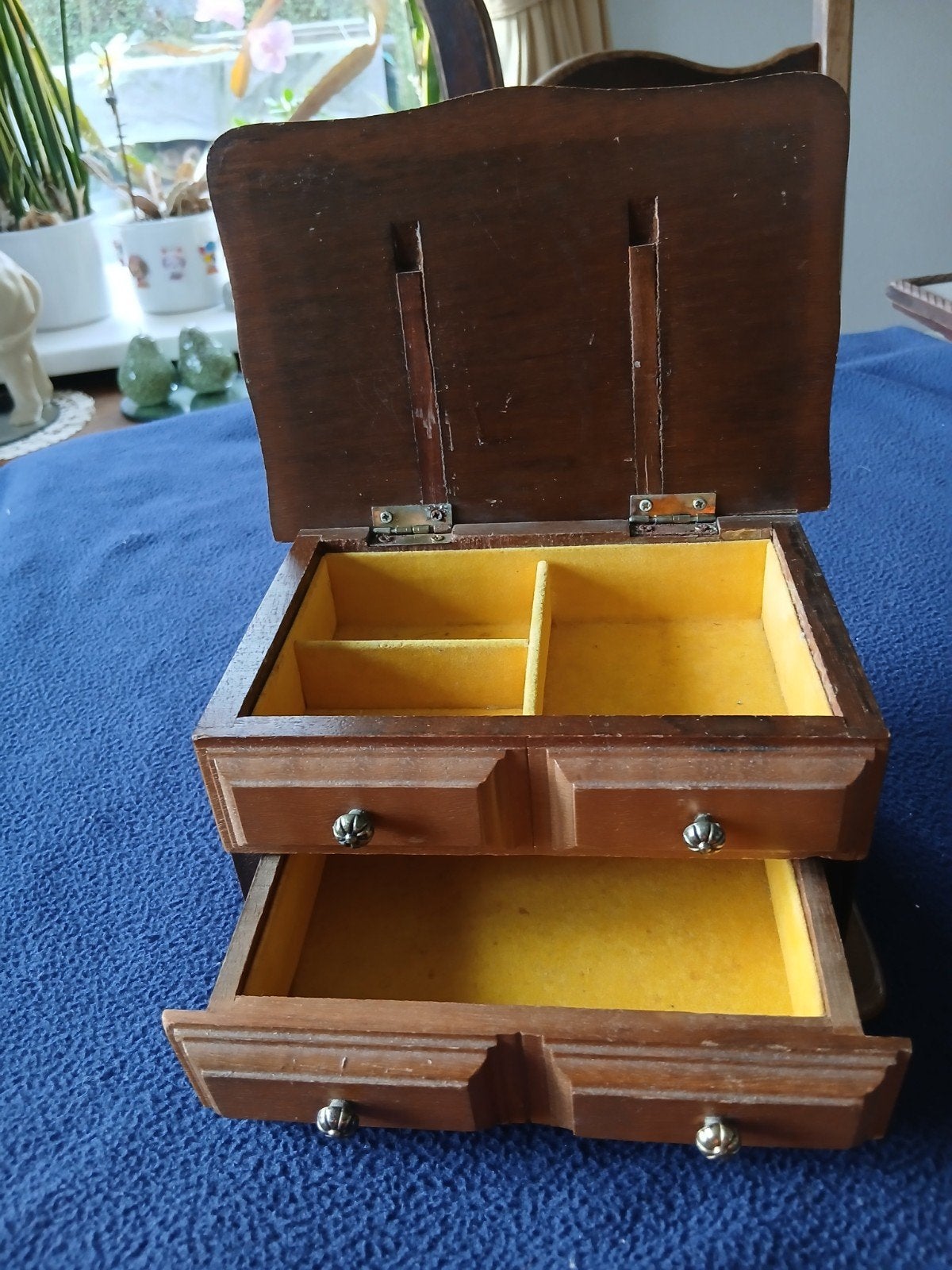 Vintage sieraden juwelen kistje afmeting 19 bij 14 CM hoogte, Ophalen of Verzenden
