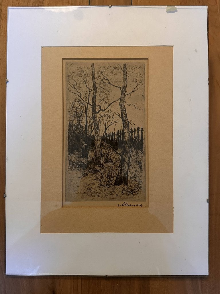 Ets Houthakken van Anton Mauve, Antiek en Kunst, Kunst | Etsen en Gravures, Ets, Ophalen of Verzenden, 1800 - 1899, 22 cm