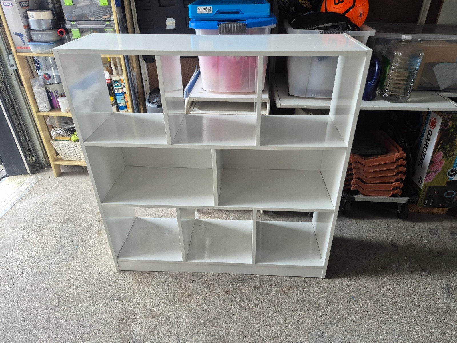 Witte open kast met diverse vakken, Met plank(en), Gebruikt, 100 tot 150 cm, 100 tot 150 cm