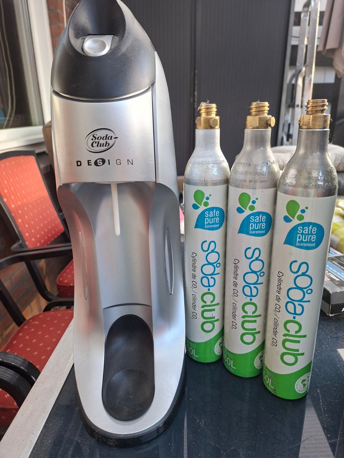 Soda-Club Design bruiswatermaker met 3 CO2 cilinders, Ophalen of Verzenden
