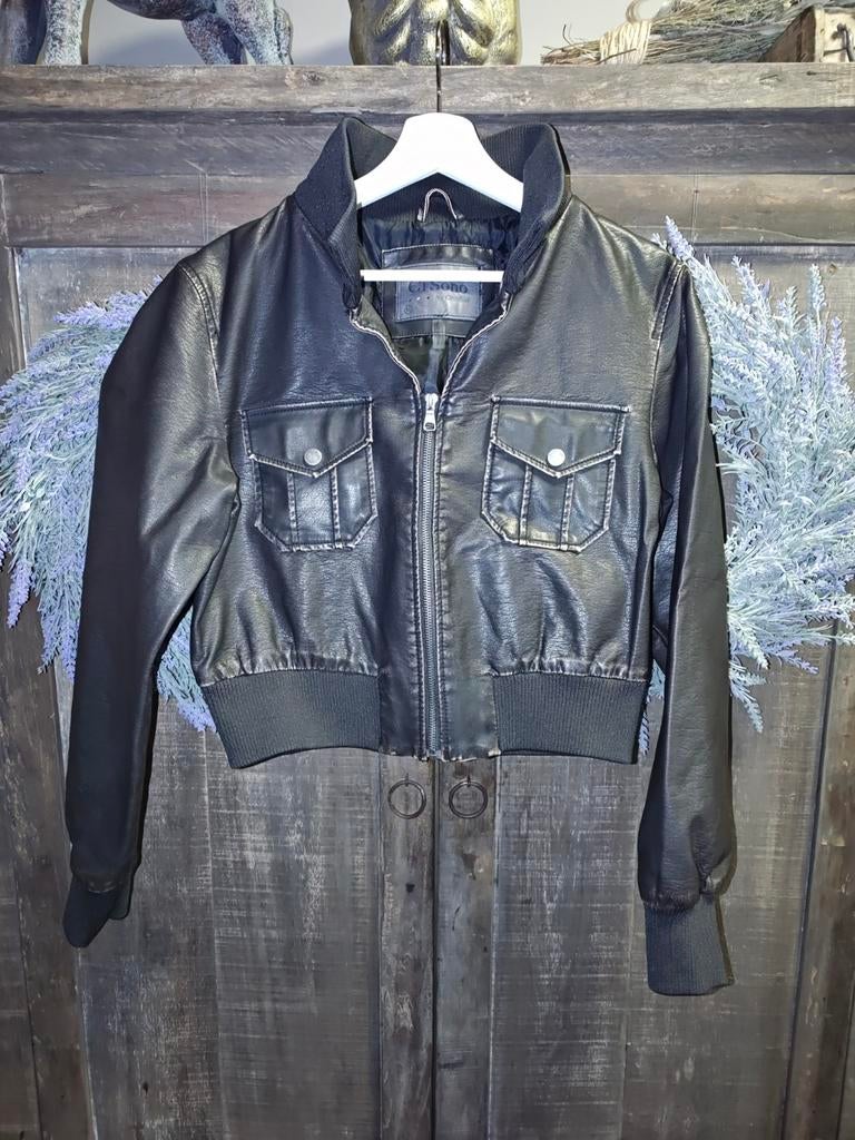 Leuke vegan leren bomber jasje, Maat 38/40 (M), Bruin, Ci Sono, Ophalen of Verzenden