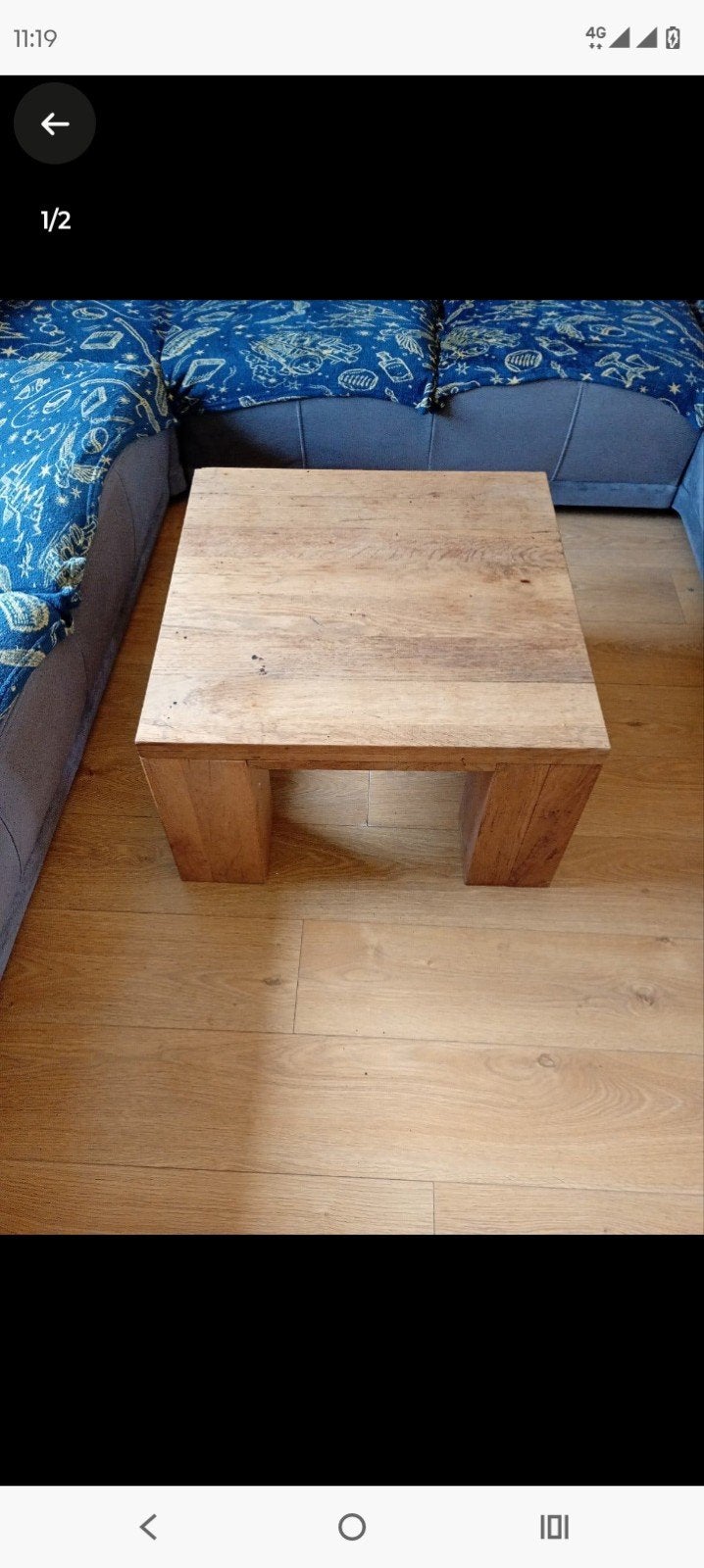 Massieve houten salontafel, Huis en Inrichting, Ophalen, Gebruikt, 50 tot 100 cm, Vierkant