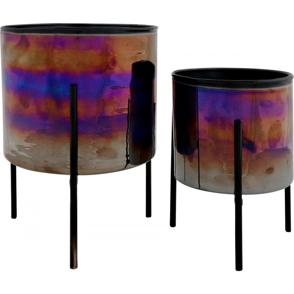 SALE -SET KLEURIGE PLANTERS - VAN 17,50 NU VOOR 9,50, Tuin en Terras, Bloempotten, Rond, Nieuw, Ophalen of Verzenden, Balkon