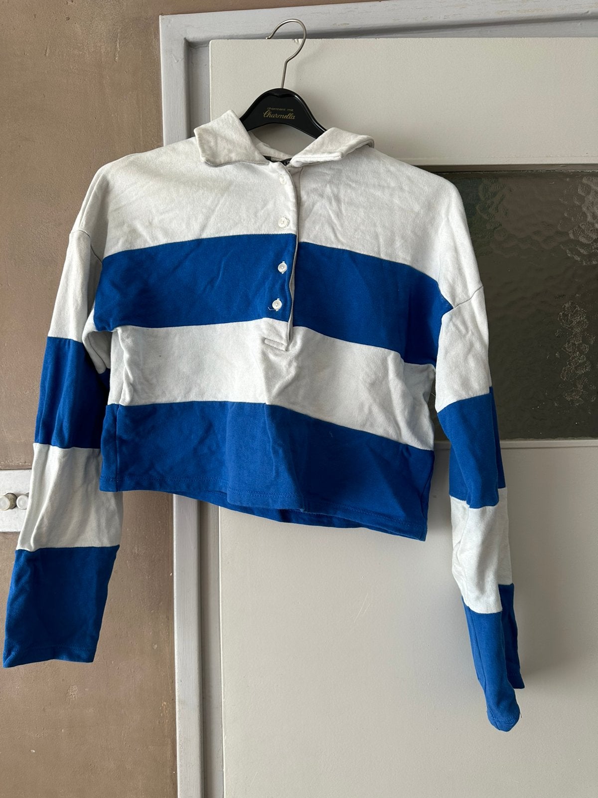 Blauw-wit dames blouse, Ophalen of Verzenden, Gedragen, Maat 34 (XS) of kleiner, Blauw