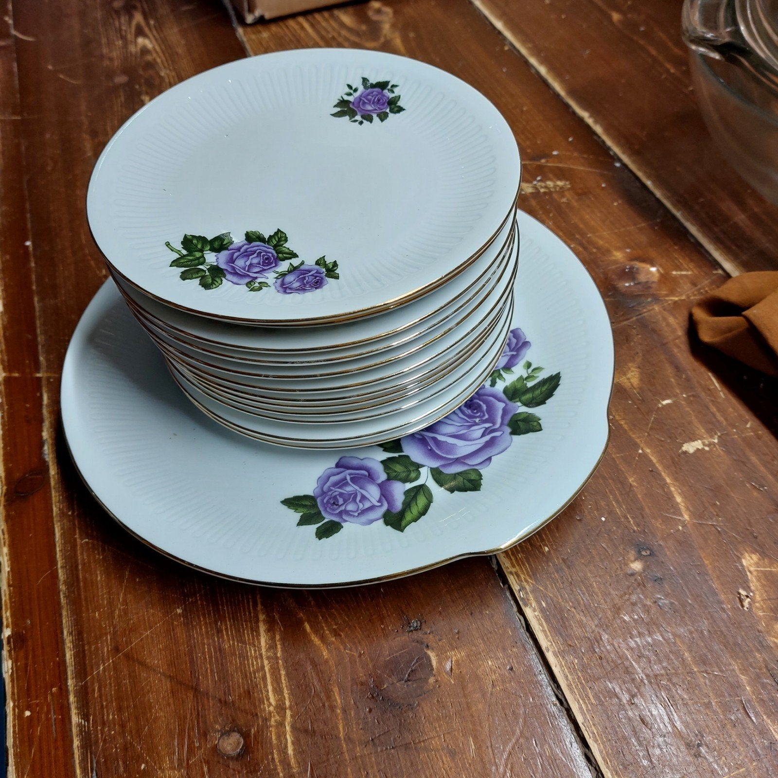 Vintage Winterling Mitterteich gebaksbordjes met rozen, Antiek en Kunst, Ophalen of Verzenden