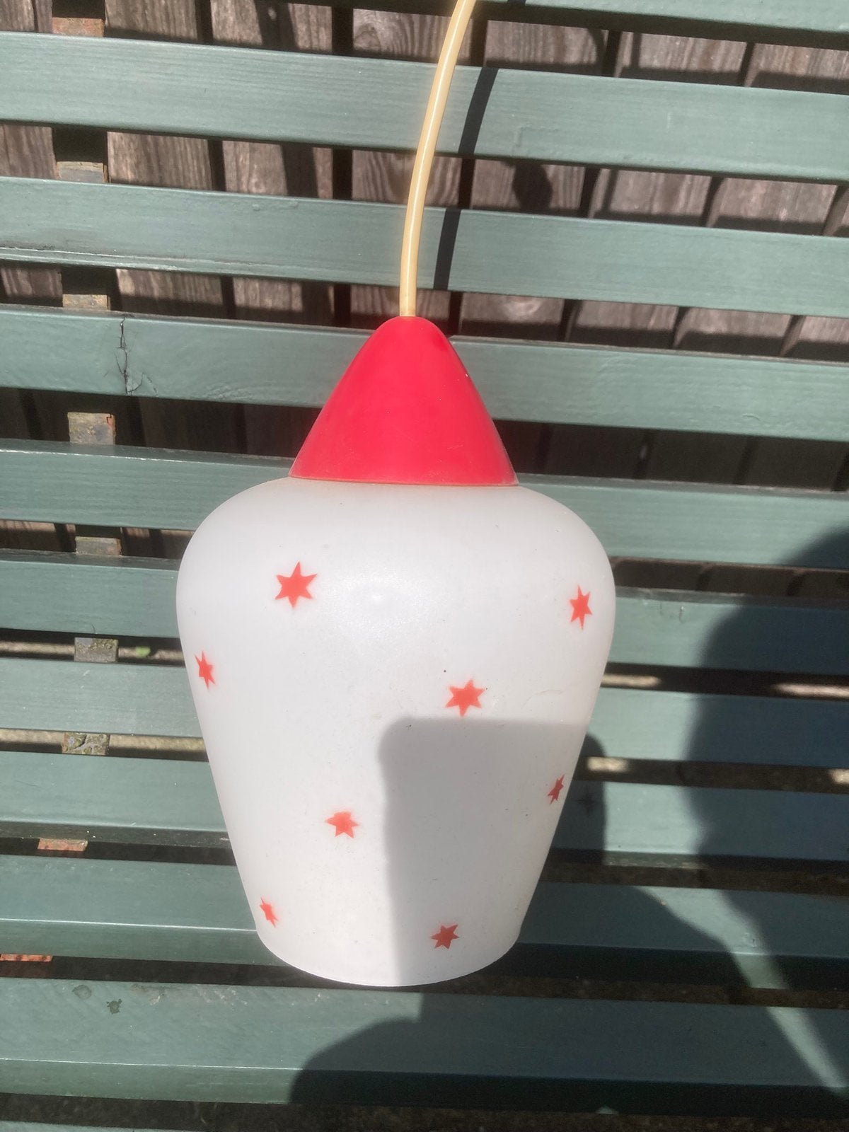 Vintage plafondlamp jaren 60, Mid century vintage, Gebruikt, Glas, Nvt