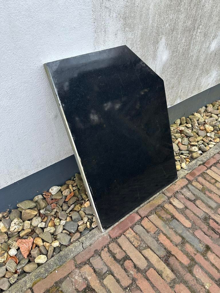 Natuursteen blad 2 x - Zwart, Gebruikt, Ophalen, Gebruikt, Zwart, 50 tot 100 cm